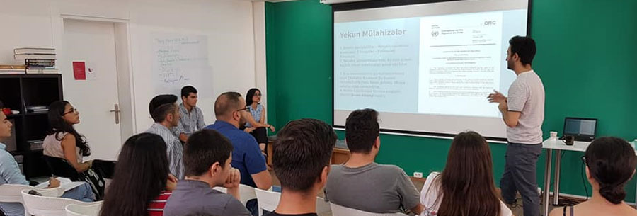 Azerbaijani students conduct a peer-to-peer training on UN human rights mechanisms