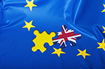  Euro flag with British flag jigsaw piece missing
