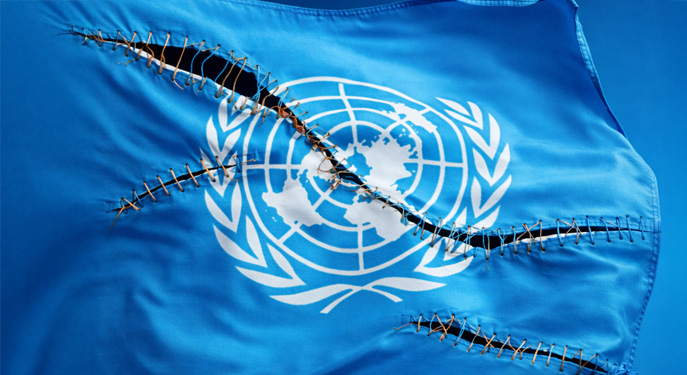 Torn UN flag
